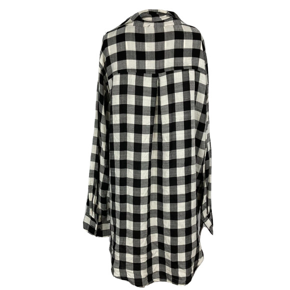 Terra & Sky Shirt Womens Sz 1X Black White Buffalo Check Button Up Collar - Picture 3 of 8